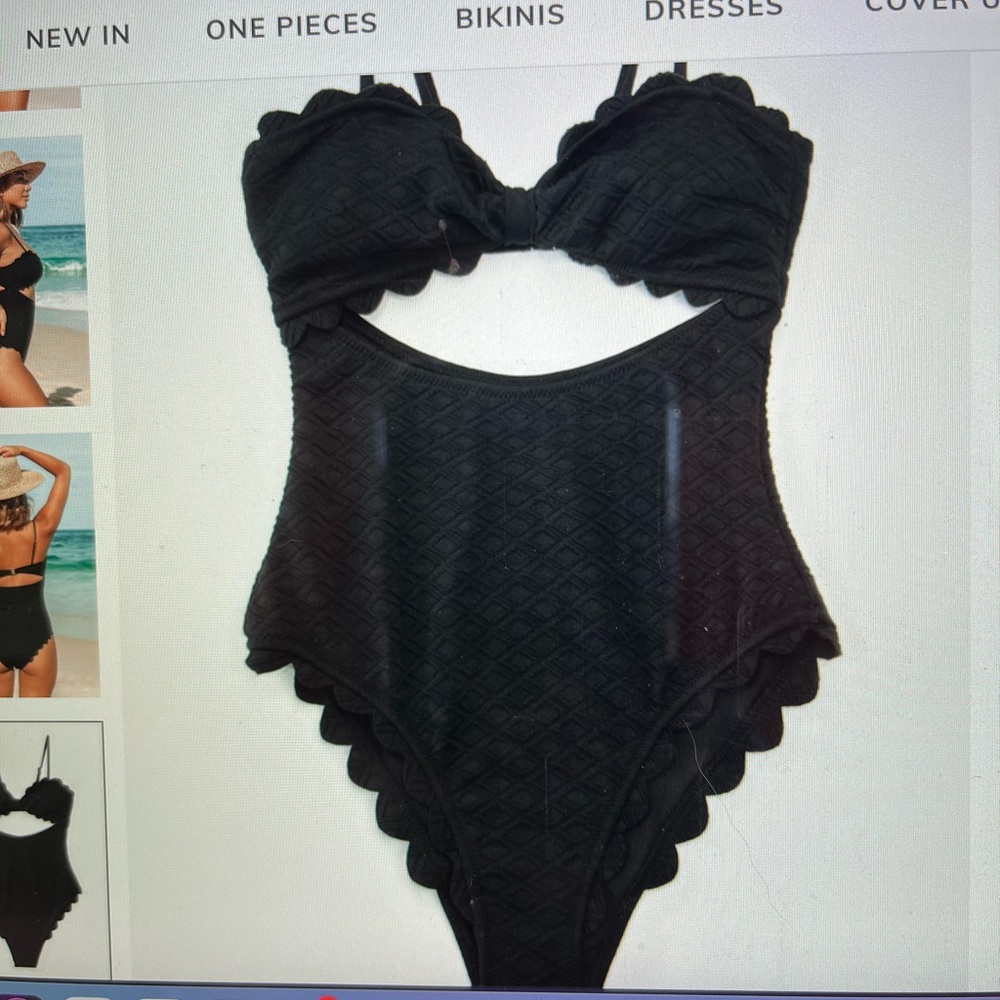 Cupshe black one piece bathing suit. Size L. NWT. High waisted bottom. - Picture 10 of 10